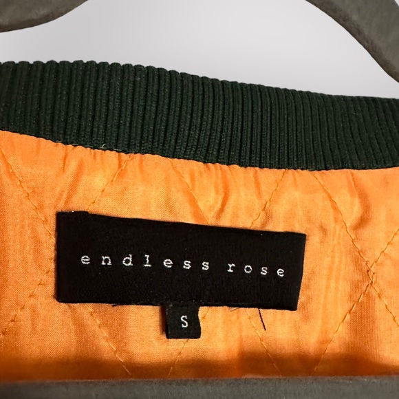 Endless Rose Bomber Long Coat Green Sz S - Picture 5 of 6